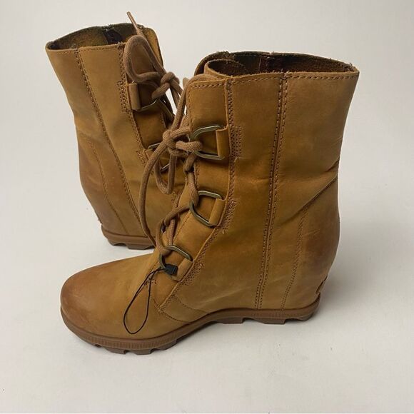 Sorel Joan of Arctic Lace Up Wedge Lexie Wedge Elk Brown Leather 7 - Picture 3 of 6